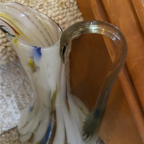 Vintage Swirled Murrhina Art Blown Glass Pitcher Vase EUC!! - Picture 3 of 11